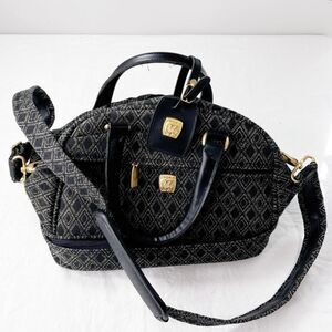 Vintage Pegasus Canvas Dome Top Diamond Pattern Train Case Cabin Bag